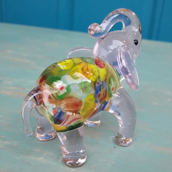 Murano Glass Elephant Millefiore Multi Colored Blown Glass Handmade Figurine - Picture 10 of 16
